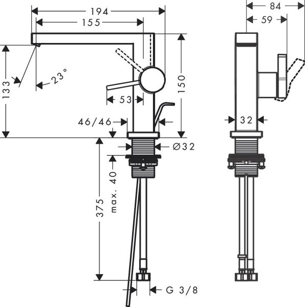 Hansgrohe Tecturis E Einhebel-Waschtischmischer 110 Fine m. Zugstangen-Ablaufg., chrom