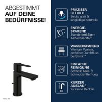 Vorschau: Grohe Lineare Waschtischbatterie XS-Size Kaltstart, Ablaufgarnitur, schwarz matt