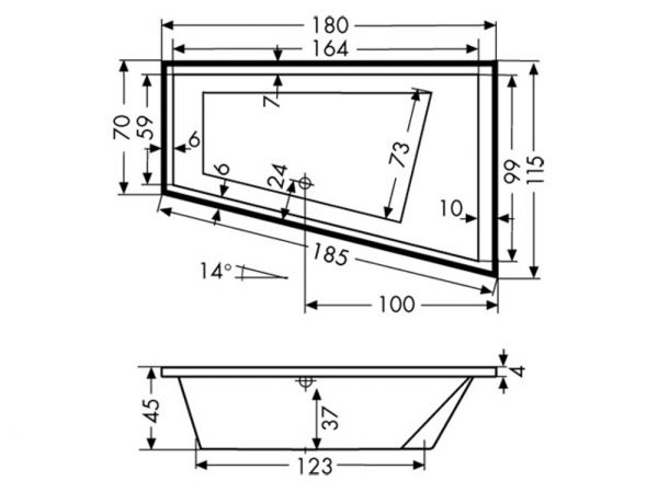 Polypex EGO 1800 rechts Eckbadewanne 180x115/70cm