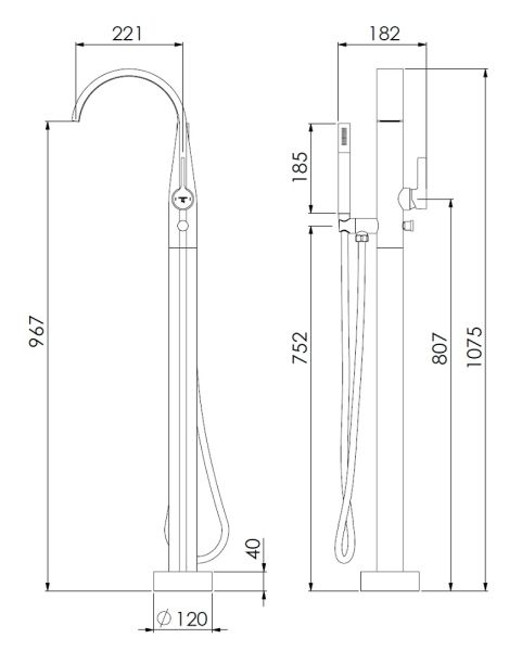 Steinberg Serie 280 Freistehende Wannenarmatur mit Handbrause, schwarz matt