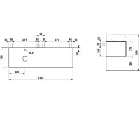 Vorschau: Laufen IL BAGNO ALESSI One Schubladenelement 1600, Ausschnitt links mit HL, zu WT H818974