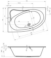 Vorschau: RIHO Aryl Raumsparwanne 170x110cm Ecke links, weiß