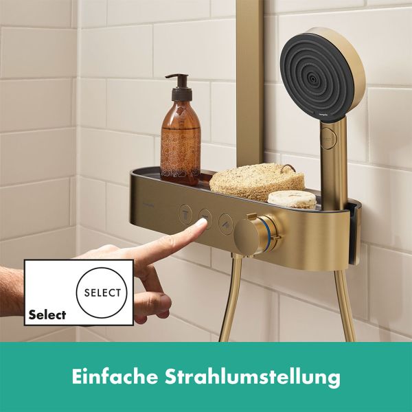 Hansgrohe Pulsify S Showerpipe 260 2jet mit Brausethermostat ShowerTablet Select 400, brushed bronze