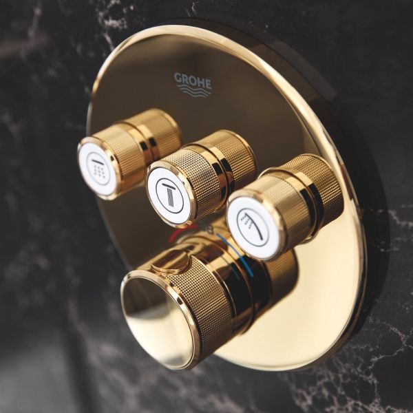 Grohe Grohtherm SmartControl Thermostat mit 3 Absperrventilen, Fertigmontageset rund