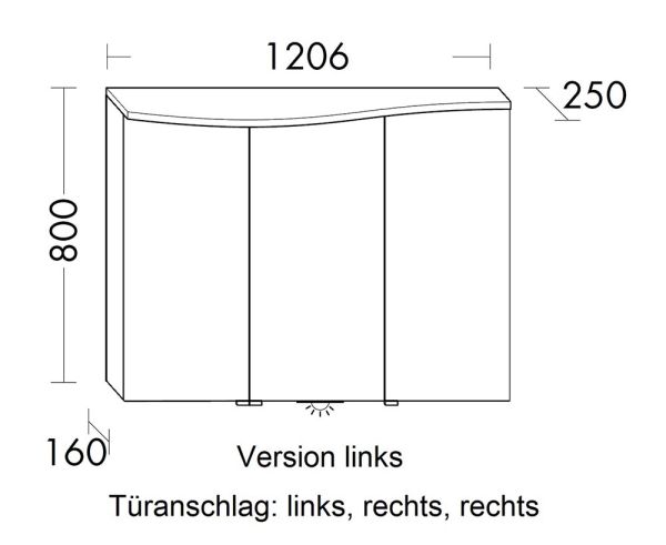 Burgbad Sinea 3.0 LED-Spiegelschrank 120x80cm, obere LED-Wellenform links SHFD120