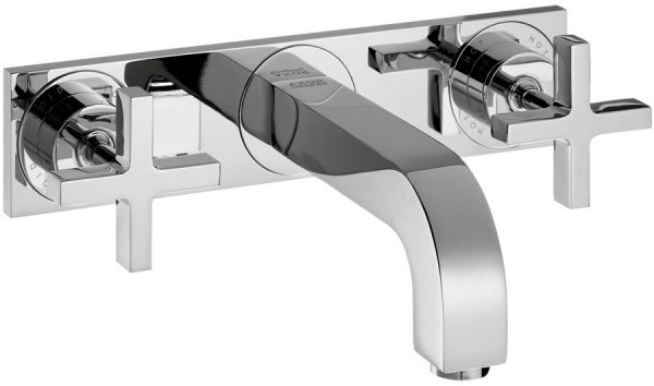 Axor Citterio 3-Loch Waschtischarmatur, Auslauf 226mm, Kreuzgriffe, Platte chrom 39144000