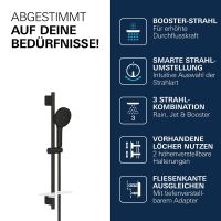 Grohe Vitalio Joy+ 120 Brausestangen-Set, Handbrause mit 3 Strahlarten, schwarz matt 1348662430