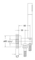 Vorschau: Steinberg Stabhandbrausegarnitur mit integriertem Brauseanschlussbogen 1/2", mit Halter