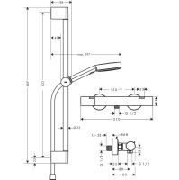 Vorschau: hansgrohe Pulsify Select S Brausesystem 105 Brausestange 65cm EcoSmart Ecostat Fine 3 jet Handbrause