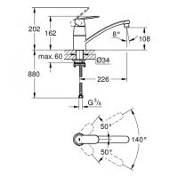 Vorschau: Grohe Eurosmart Cosmopolitan Einhand-Spültischbatterie, für Vor-Fenster-Montage, chrom