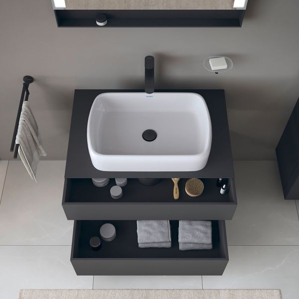 Duravit Qatego Unterschrank für Aufsatzbecken 80x55cm in graphit supermatt Antifingerprint