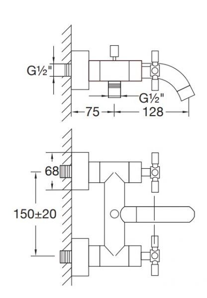 Steinberg Serie 250 Aufputz-Armatur für Wanne