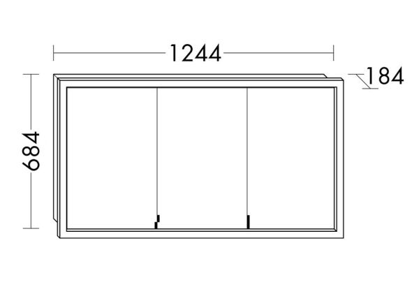 Burgbad Crono Spiegelschrank mit Rahmen inkl. LED-Beleuchtung, 3 Spiegeltüren, 124,4x68,4cm