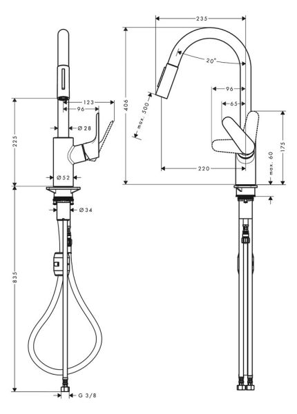 Hansgrohe Focus M41 Küchenarmatur 240 mit Ausziehbrause