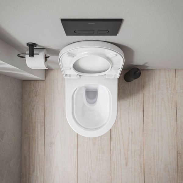 Duravit D-Code Wand-WC Set mit SoftClose WC-Sitz 54x37cm vormontierte Scharniere weiß 49030900B2