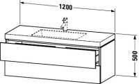 Vorschau: Duravit L-Cube c-bonded Set wandhängend 120x48cm, Vero Air Waschtisch, 2 Schubladen, ohne Hahnloch, techn. Zeichnung