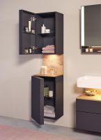 Duravit Qatego Hochschrank 40x176cm in graphit supermatt Antifingerprint, mit offenem Fach in eiche marmoriert QA1346