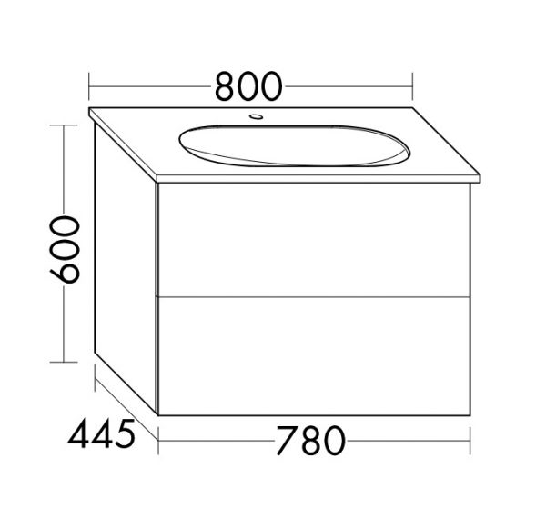 Burgbad Essence Waschtischunterschrank 78cm passend zu Grohe Essence 3956700H, 2 Auszüge