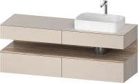 Duravit Qatego Unterschrank für Aufsatzbecken 160x55cm in taupe matt, mit offenem Fach in eiche marmoriert, Ausschnitt rechts QA4778