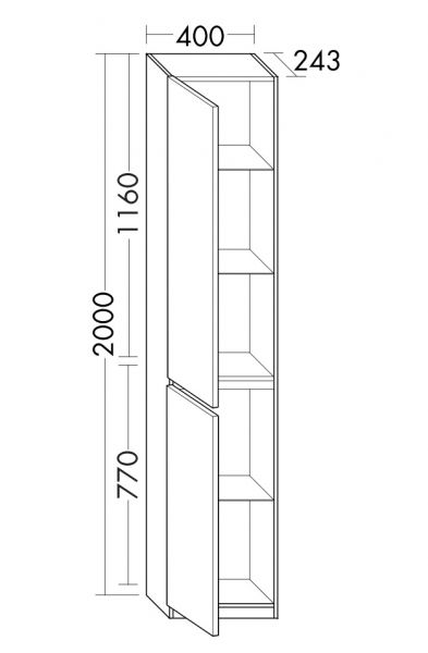 Burgbad Lin20 Hochschrank mit 2 Türen, bodenstehend, Tiefe 24,3cm