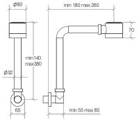 Vorschau: lineabeta Design-Raumsparsiphon 1" 1/4, chrom