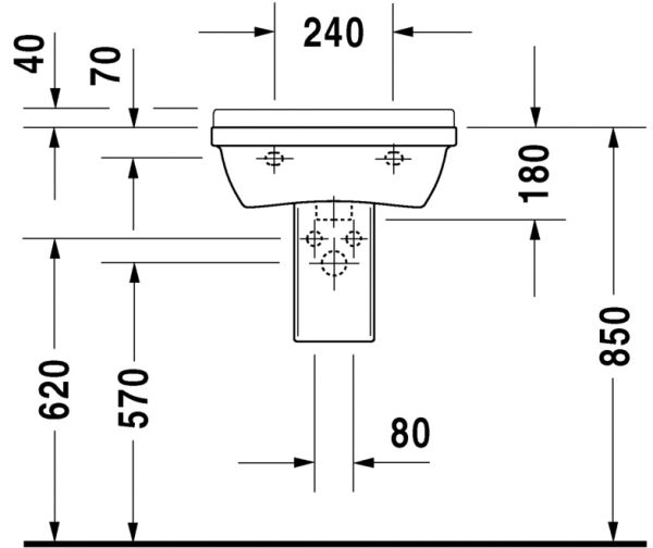 Duravit Starck 3 Waschtisch rechteckig 50x36cm, mit 1 Hahnloch, mit Überlauf, weiß 0300500000