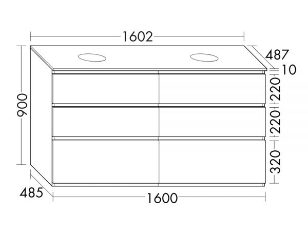 Burgbad Lin20 Waschtischunterschrank mit Konsolenplatte, 6 Auszüge, bodenstehend, 160,2cm SGII160F5351