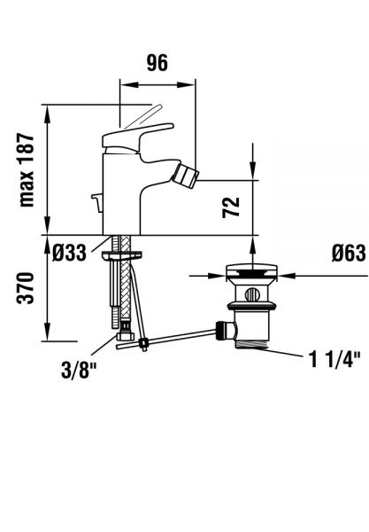 Laufen Citypro Einhand-Bidetmischer mit Ablaufventil, chrom H3419510041111_1