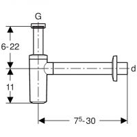 Vorschau: Geberit Tauchrohrgeruchsverschluss für Waschbecken, Abgang horizontal Ø40mm, chrom