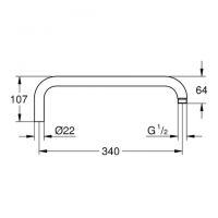 Vorschau: Grohe Rainshower® Brausearm für Duschsysteme Ausladung 390mm, chrom