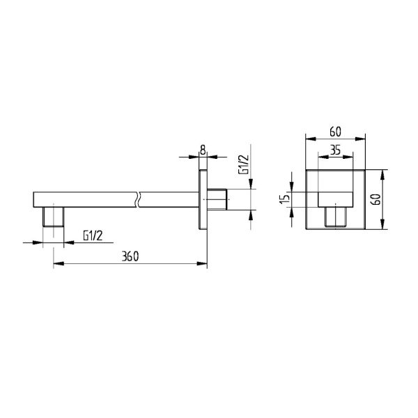Avenarius Shower Brausearm, Wandmontage, extra stabile Ausführung, 36cm, chrom