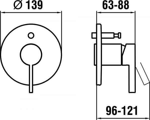Kartell by Laufen Einhand-Fertigmontage-Set für UP-Bademischer mit Rohrunterbrecher, chrom H3213360040001_1
