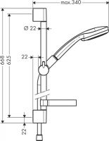 Vorschau: Hansgrohe Croma 100 Multi Brauseset mit Brausestange 0,65m Set, chrom