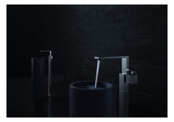 Axor Edge Einhebel-Waschtischmischer bodenstehend mit Push-Open Ablaufgarnitur - Diamantschliff