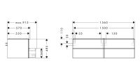 Vorschau: Hansgrohe Xelu Q Waschtischunterschrank 156cm für 2 Aufsatzwaschtische, 4 Schubkästen