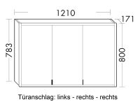 Burgbad rl20 Spiegelschrank 121x80cm mit Lichtrahmen, 3 Türen, Türanschlag links SPVK120LF6947