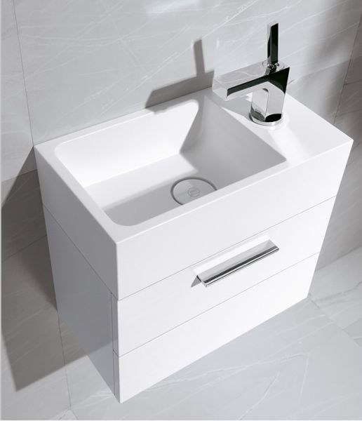 Burgbad Crono Gästebad Mineralguss-Handwaschbecken 50x27,9cm mit Waschtischunterschrank SECB050C