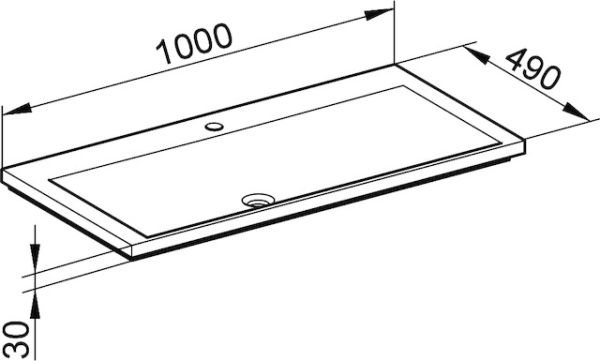 Keuco Royal Reflex Mineralguss-Waschtisch mit 1 Hahnloch, weiß, 100x3x49cm 34071311001