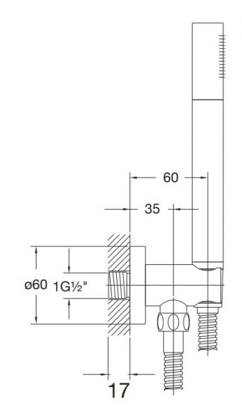 Steinberg Stabhandbrausegarnitur mit integriertem Brauseanschlussbogen 1/2", mit Halter