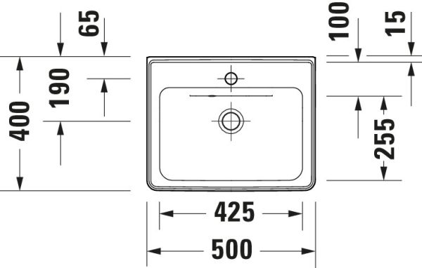 Duravit D-Neo Handwaschbecken rechteckig 50x40cm, mit Überlauf, weiß 0742500060