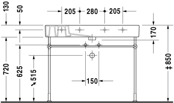 Duravit Vero Waschtisch rechteckig 105x49cm, mit 1 Hahnloch und Überlauf, WonderGliss, weiß 03291000001