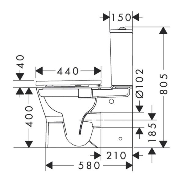 hansgrohe EluPura Original S Stand WC Set, Abgang waagerecht/senkrecht, weiß