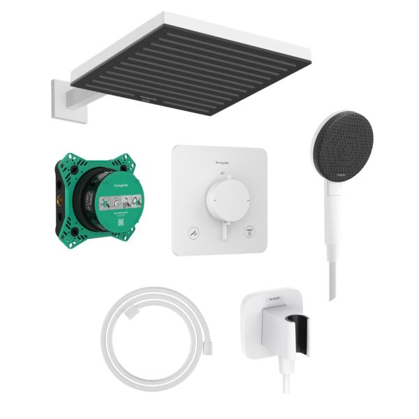 hansgrohe Ecostat Comfort Q / Pulsify E Duschsystem Unterputz, weiß matt