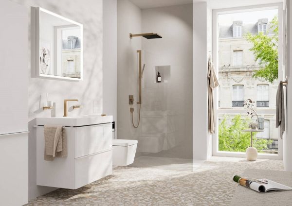 Hansgrohe Tecturis E 2-Loch Waschtischarmatur 150 CoolStart mit Ablaufgarnitur, brushed bronze