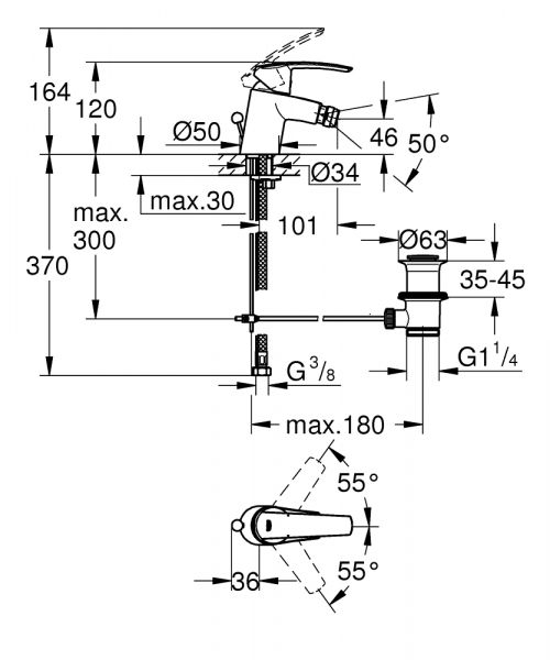 Grohe Start Quick-Fix Bidetarmatur, chrom