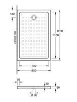 Vorschau: Villeroy&Boch O.Novo Keramik-Duschwanne 120x80x6cm 