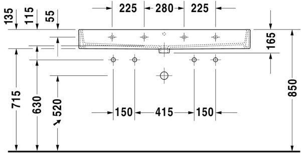 Duravit Vero Air Waschtisch 120x47cm, mit 2 Hahnlöchern, ohne Überlauf, WonderGliss, geschliffen, weiß 23501200721