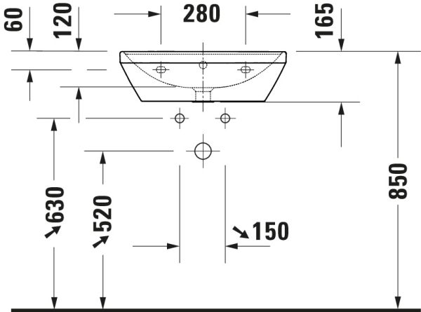 Duravit D-Neo Waschtisch rechteckig 55x44cm, mit Überlauf und WonderGliss, weiß 23665500001