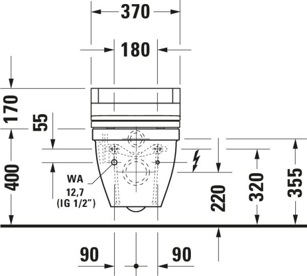 Duravit Starck 3 Wand-WC für Dusch-WC-Sitz SensoWash® 62x36,5cm, oval, WonderGliss, weiß