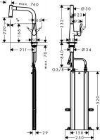 Vorschau: Hansgrohe Einhebel-Küchenmischer 220 mit Ausziehbrause und sBox, edelstahl finish